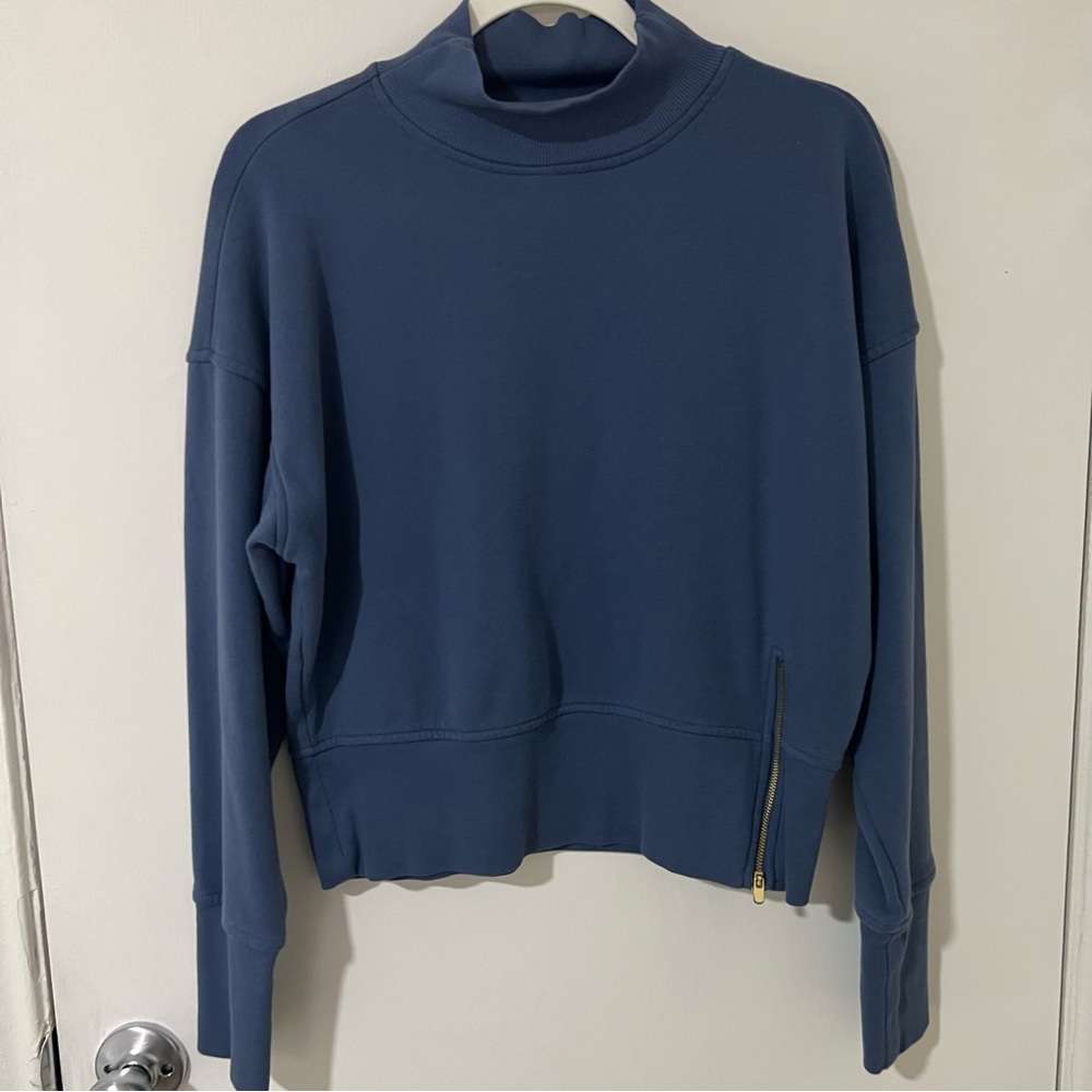 Old Navy Blue Turtle Neck Sweater with Side-Zipper, Medium